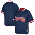 Atlanta Braves Mitchell & Ness Cooperstown Collection Mesh Batting Practice Quarter-Zip Jersey - Navy