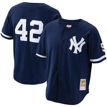 Mariano Rivera New York Yankees Mitchell & Ness Cooperstown Collection Mesh Batting Practice Button-Up Jersey – Navy