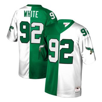 Reggie White Philadelphia Eagles Mitchell & Ness Retired Player Split Replica Jersey – Green/White