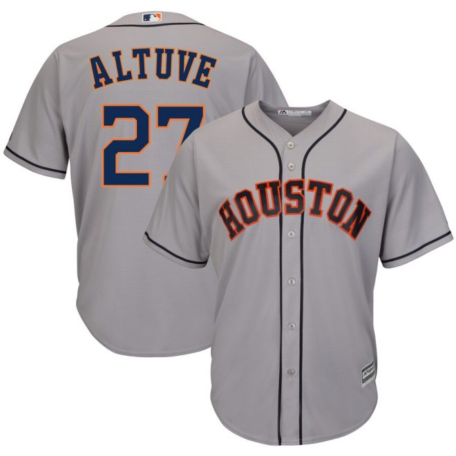 Jose Altuve Houston Astros Majestic Road Official Cool Base Player Jersey – Gray