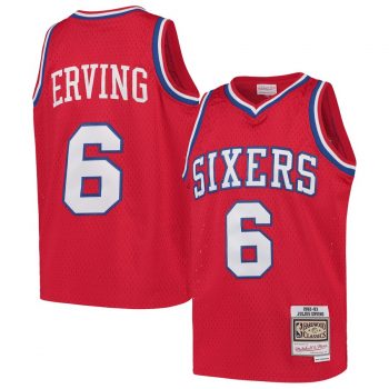 Julius Erving Philadelphia 76ers Mitchell & Ness Youth Swingman Throwback Jersey – Red