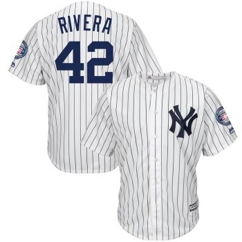 Mariano Rivera New York Yankees Majestic 2019 Hall of Fame Patch Cool Base Player Jersey – White/Navy
