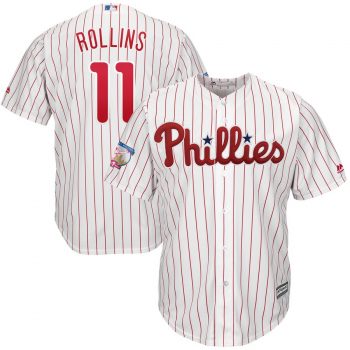 Jimmy Rollins Philadelphia Phillies Majestic Home Retirement Cool Base Player Jersey – White/Red