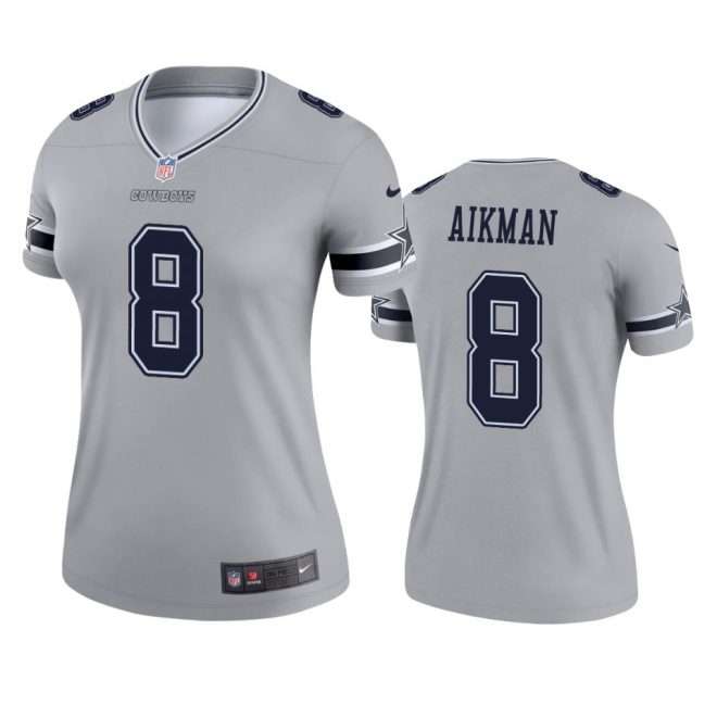 Women's 2019 Cowboys Troy Aikman Inverted Legend Silver Jersey