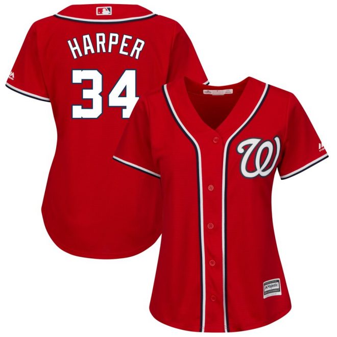 Bryce Harper Washington Nationals Majestic Women's Plus Size Alternate Cool Base Player Jersey - Scarlet