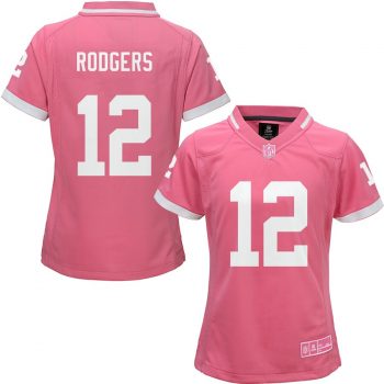 Aaron Rodgers Green Bay Packers Girls Youth Bubble Gum Jersey - Pink