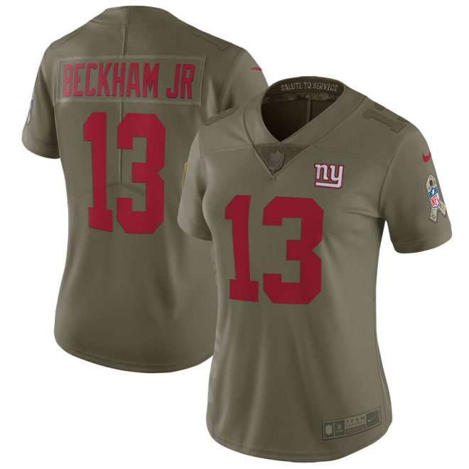 Odell Beckham Jr New York GiantsWomen's Salute to Service Limited Jersey - Olive